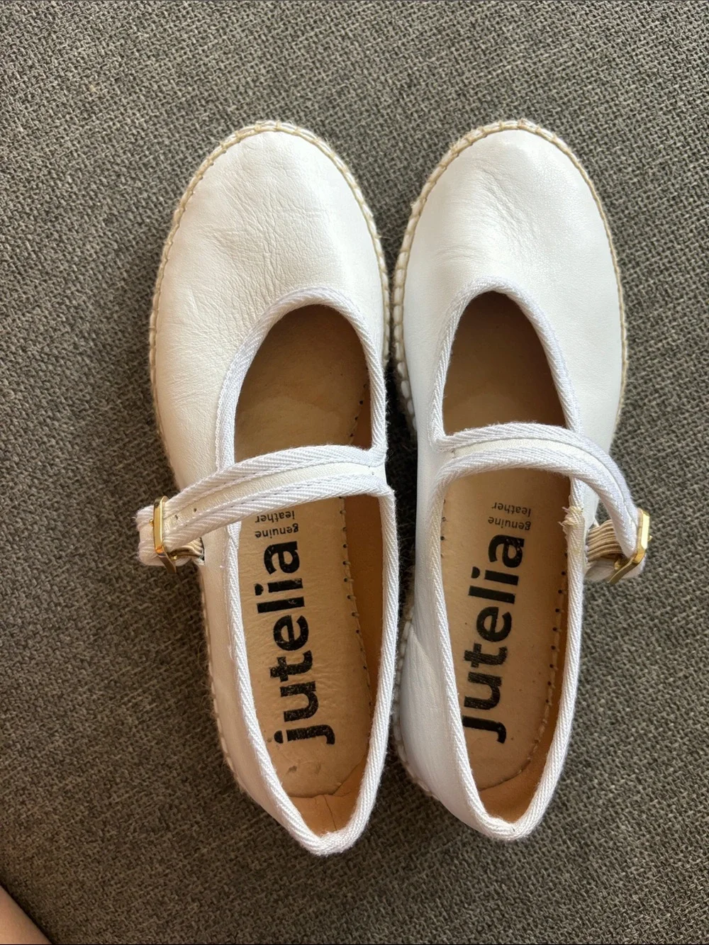 Women's White Espadrille Mary Jane with Buckle Strap